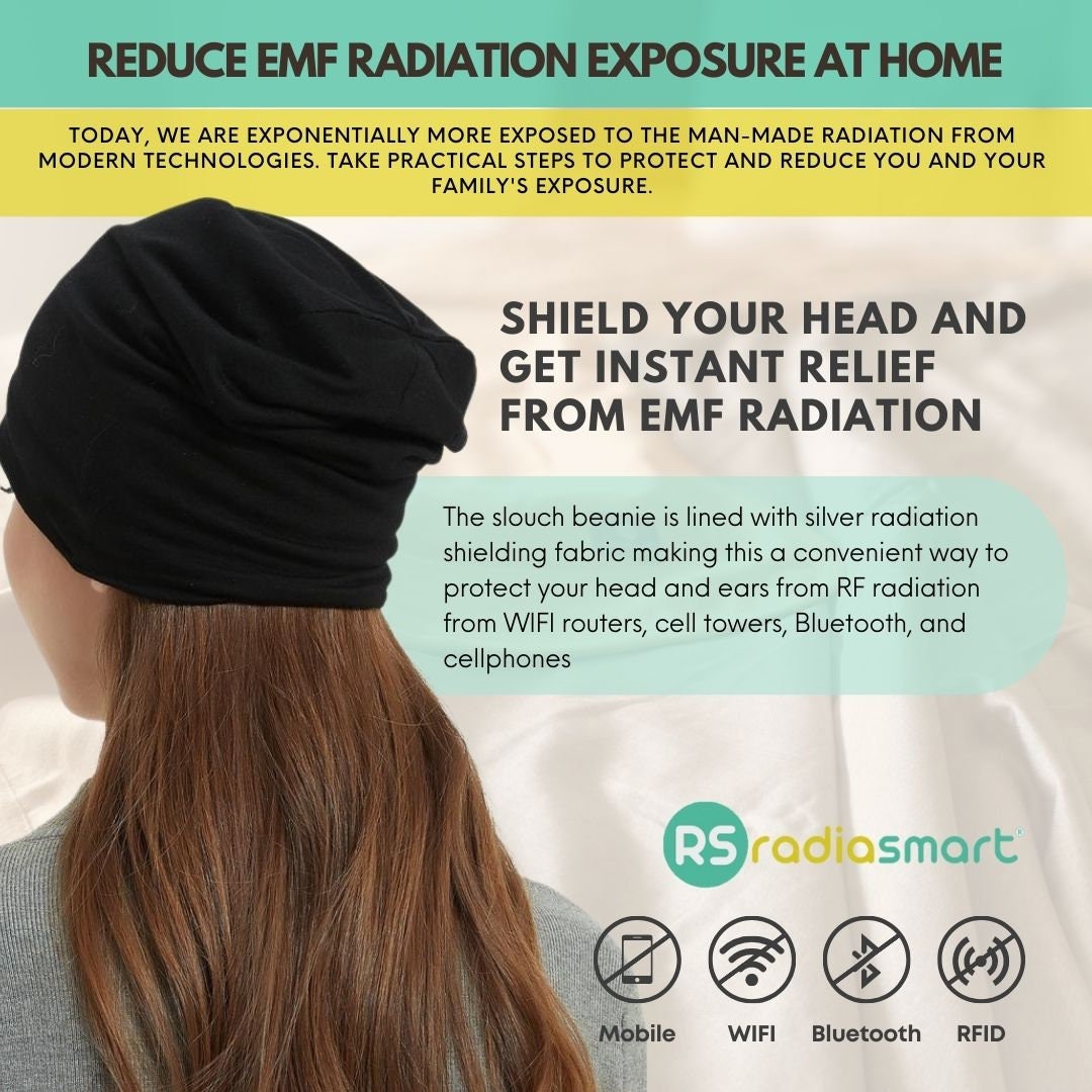 Buy Black Slouch Beanie | EMF Protection, 5G Anti-radiation  display picture 3