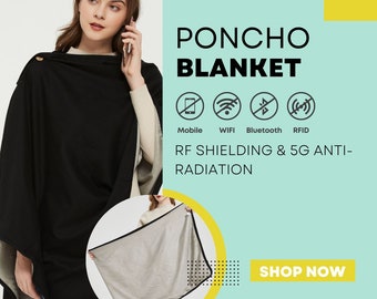 Black EMF Protection Poncho Blanket | 5G Radiation Shield
