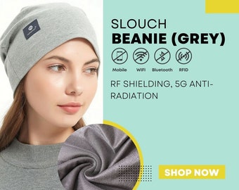 Radia Smart® Slouch Beanie (Grey) | EMF Protection, RF Blocking, Anti-radiation hat