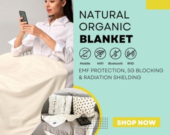 Organic Cotton EMF Protection Blanket | Silver-Lined Faraday Blanket (Large)