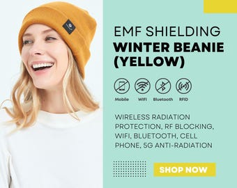 Yellow EMF Shielding Winter Beanie | 5G Radiation Protection