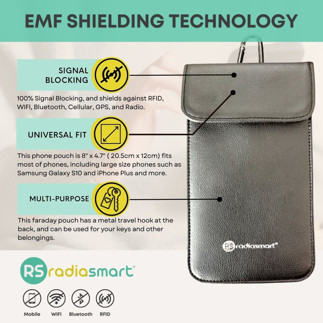 Radia Smart® Faraday Bag Phone Pouch EMF Protection, RF Blocking Bag