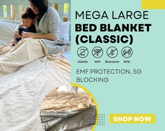 Radia Smart® Bed Blanket Organic Cotton, Largest EMF Protection Blanket| RF Shielding, 5G Anti-Radiation