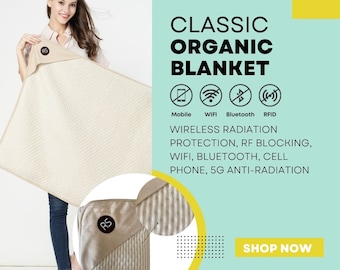 Radia Smart® Classic Organic Blanket (Regular) | EMF Protection, Anti-Radiation, RF Shielding, 5G, Silver lined