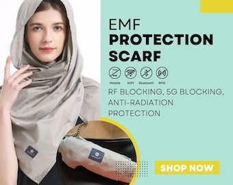 Radia Smart® EMF Protection Scarf, RF Blocking, 5G Blocking, Anti-radiation protection, Silver lined, Fertility Health