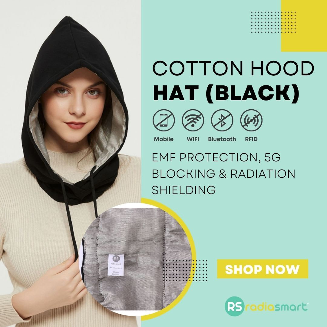 EMF Protection Cotton Hood Hat 5G, WiFi Blocking, Silver Lined
