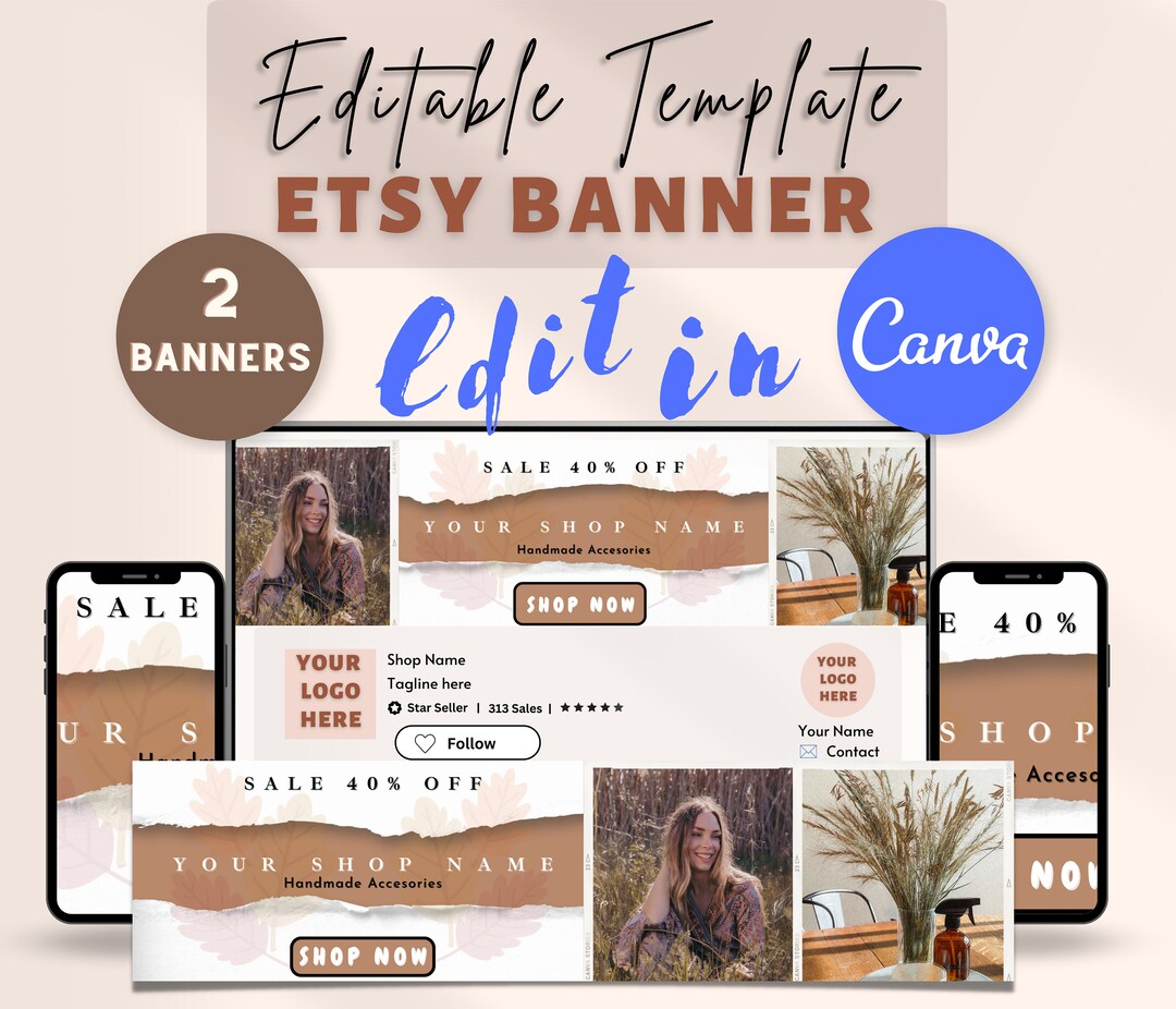 Etsy Banner Shop | Customized Etsy Banner | Editable Canva Templates ...