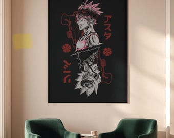 Poster trèfle noir : impression d'art manga Asta