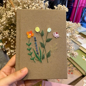 Hand Embroidered Journal Notebook A6 A5, Photo Album, Fabric Hard cover Notebook,Daisy Journal,Handmade Notebook,Custom Personalized Journal