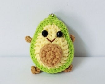 Porte-clés d’avocat au crochet, porte-clés d’avocat fait à la main, porte-clés de fruits mignons, porte-clés mignon, porte-clés au crochet, cadeau mignon, porte-clés amusant.