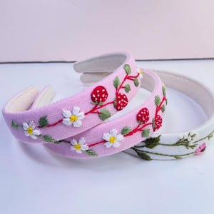 Hand besticktes Stirnband, Blumenstickerei Turban, Leinen Haarband, Leinen Haarschmuck, bestickter Haarreif, besticktes Frauen Stirnband