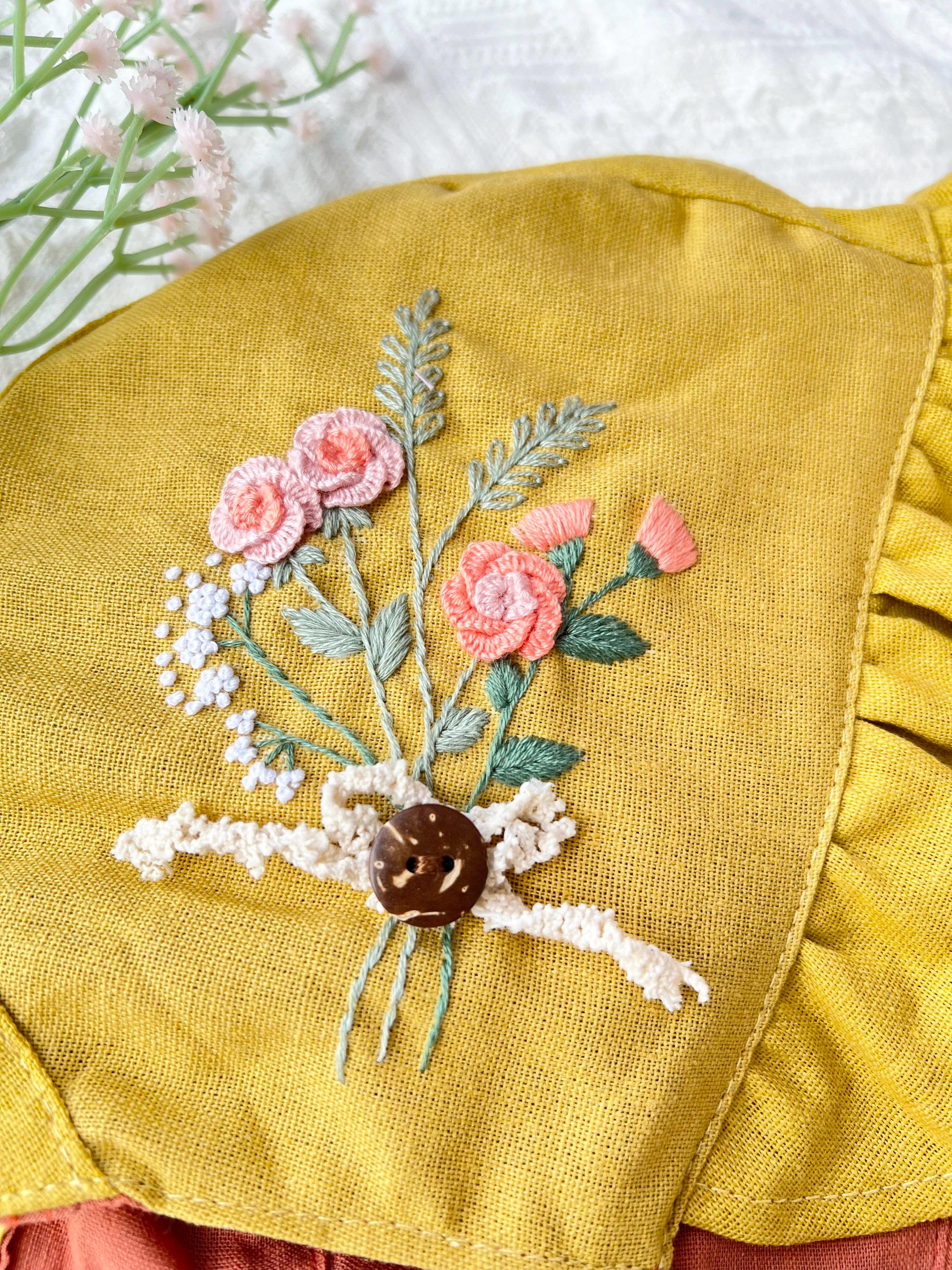 Vintage Hand Embroidered Linen Baby Bonnet, Custom Bonnet, Rose Bonnet ...
