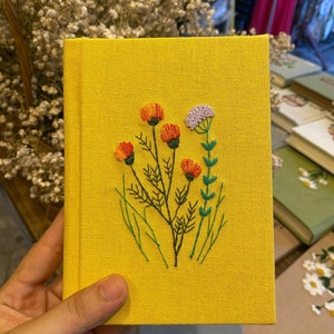 Hand Embroidered Journal Notebook A6 A5, Photo Album, Fabric Hard cover Notebook,Daisy Journal,Handmade Notebook,Custom Personalized Journal