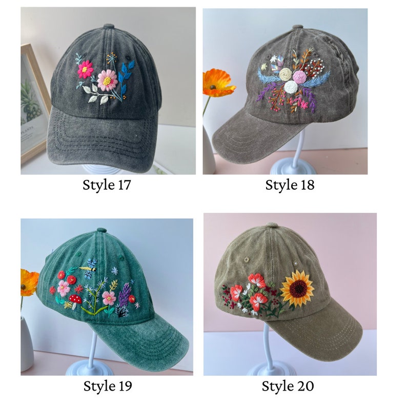 Custom Floral Baseball Cap, Daisy Hand Embroidered Baseball Cap, Wash Cotton Hat, Embroidered Denim Cap, Hat For Women, Summer Hat, Daiy Hat image 9
