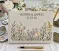Custom Hand Embroidered Notebook, Photo Album, Wedding Guest Book, Baby Shower Notebook, Memory Book, Handmade Fabric Notebook product logo