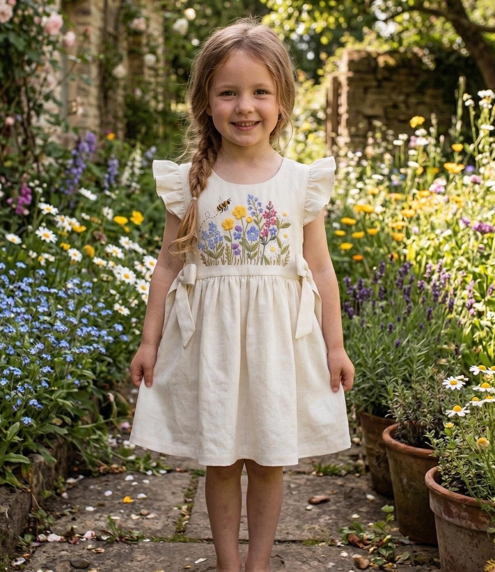 Bee Embroidered Dress - Etsy Bee Embroidered Dress - Etsy