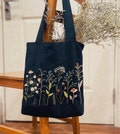 Floral Garden Embroidered  Linen Tote Bag With Zipper And Pocket, Wild Flower Tote Bag, Hand Embroidered Tote, Personalised Bag,Shopping Bag product logo