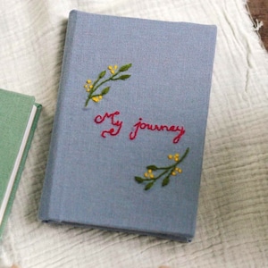 Hand Embroidered Journal Notebook A6 A5, Photo Album, Fabric Hard cover Notebook,Daisy Journal,Handmade Notebook,Custom Personalized Journal