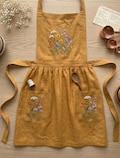 Floral Embroidered Apron For Women, Personalized  Hand-Embroidered Apron, Linen Cotton Apron, Flower Embroidery Linen Apron, Custom Apron product logo