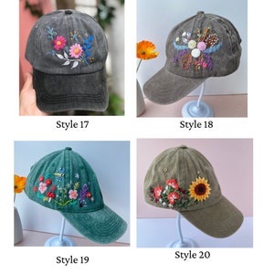 Custom Floral Baseball Cap, Daisy Hand Embroidered Baseball Cap, Wash Cotton Hat, Embroidered Denim Cap, Hat For Women, Summer Hat, Daiy Hat image 9