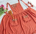 Rose Hand Embroidered Apron Women, Ruffled Apron, Personalized Apron, Roses Embroidered Apron, Linen Apron, Gardening Apron, Kitchen Apron product logo