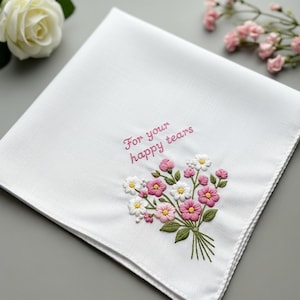 Handgeborduurde zakdoeken, gepersonaliseerde linnen bruiloft zakdoek, iets blauwe zakdoek, handgeschreven zakdoek, huwelijkscadeau