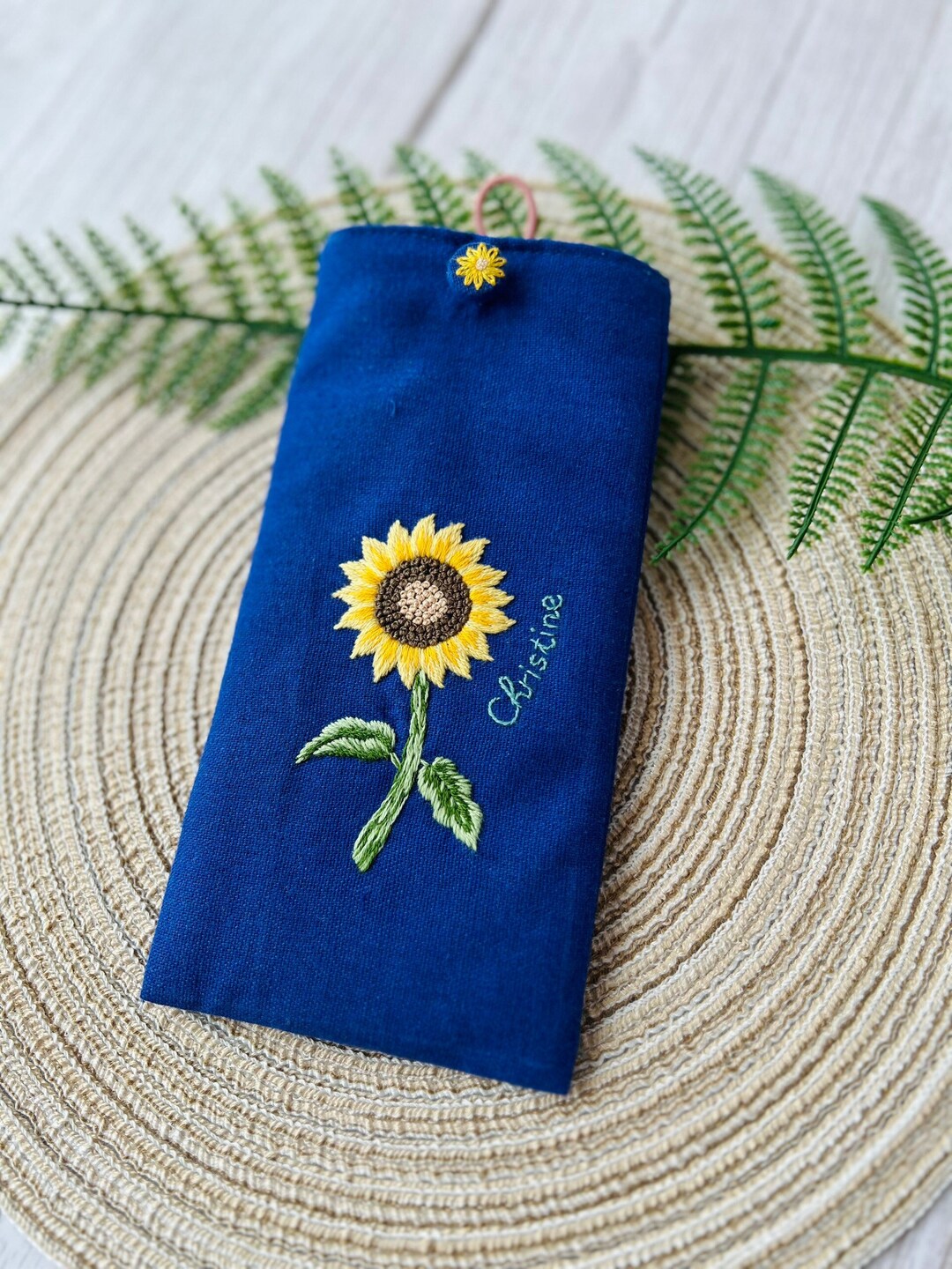 花刺繍入り眼鏡ケース、カスタム生地ソフトサングラスケース、手刺繍