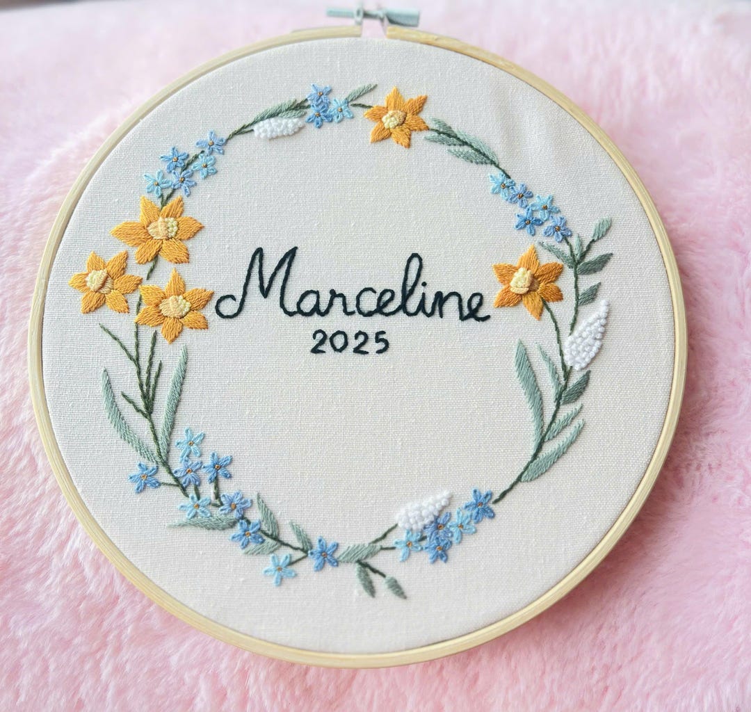 Handmade Hoop Custom Embroidered Wood Hoop, Hand Embroidered Hoop Art, Name Hoop Art ...