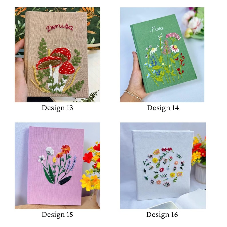 Hand Embroidered Photo Album With Sleeves, Personalized Photo Album, Anniversary Gift, Unique Photo Album, Flower Embroidered Photo Album.