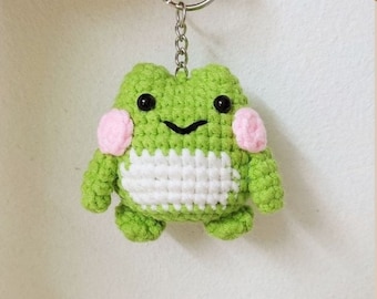 Handmade Frog keyring, Crochet Green Frog, Mini Froggy keychain, Crochet Animal, Cute keychain, Crochet Keychain, Cute Gift, Fun Keyring.
