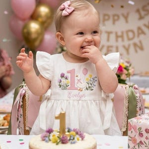Cute Goose First Birthday Linen Dress, Hand Embroidered Girls Soft Linen Dress, Toddler Dress,Floral Kid Clothing,Baby Dress,Birthday Outfit