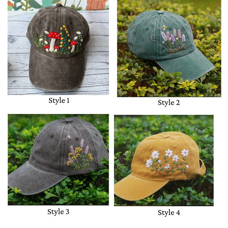 Custom Floral Baseball Cap, Daisy Hand Embroidered Baseball Cap, Wash Cotton Hat, Embroidered Denim Cap, Hat For Women, Summer Hat, Daiy Hat image 5