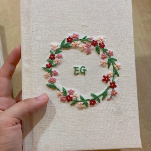 Hand Embroidered Journal Notebook A6 A5, Photo Album, Fabric Hard cover Notebook,Daisy Journal,Handmade Notebook,Custom Personalized Journal