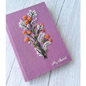 Hand Embroidered Journal Notebook A6 A5, Photo Album, Fabric Hard cover Notebook,Daisy Journal,Handmade Notebook,Custom Personalized Journal