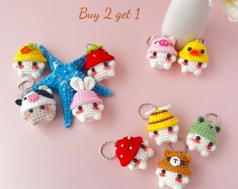 Crochet Cute Mushroom Keychain, Buy 2 Get 1, Ready To Ship, Mushroom Wear Hat Keychain, Handmade Mushroom, Crochet Keychain, Cute Keychain.