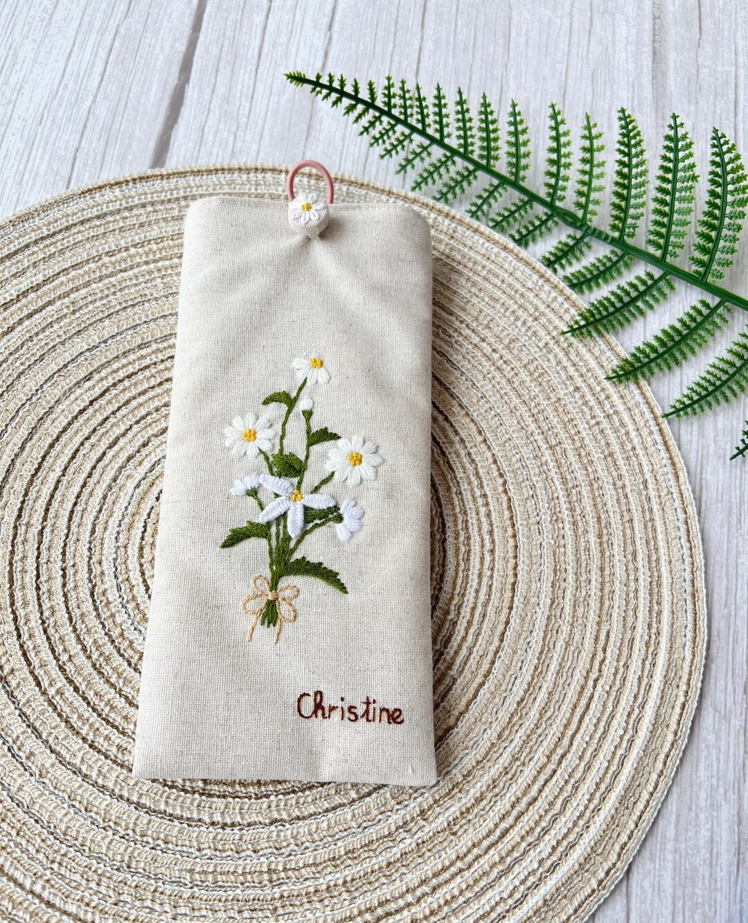 Green - Gamcha Fabric Hand Embroidered Spectacle Case