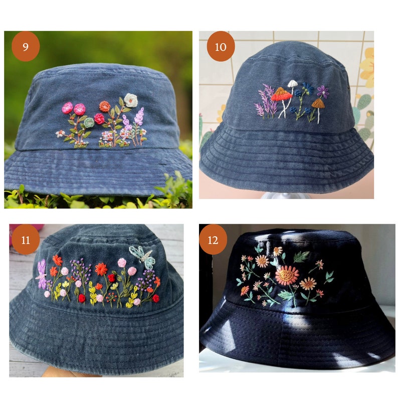 Custom Hand Embroidery Floral Bucket Hat, Daisy Embroidered Bucket, Wash Cotton Hat, Handmade Summer Hat, Hat For Women, Custom Bucket Hat image 6