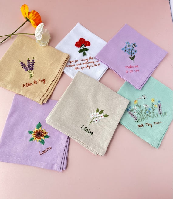 thumbnail image 2 of Eveline Gray Women's White Cotton Handkerchiefs With Coloured Floral Embroidery - 6 Pack 2 of 3