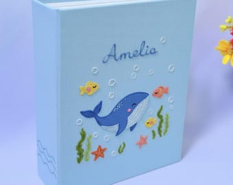 Álbum de fotos bordado a mano con fundas, álbum de fotos con temática playera, regalo de aniversario, álbum de fotos único, álbum de fotos de recuerdo, fotos de verano