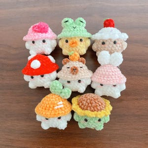Cute Soft Mushroom Keychain, Buy 2 Get 1, Crochet Mushroom Wear Hat, Cute Crochet keychain, Cute Gift, Fun Keyring, Mushroom Themed Animal.