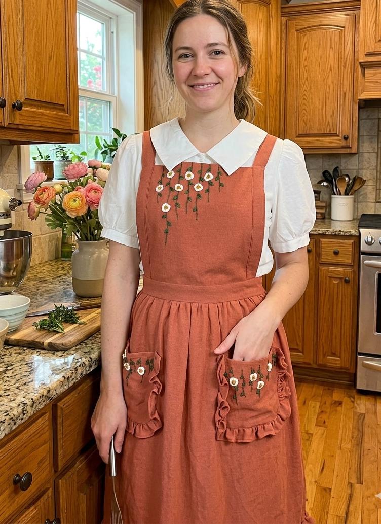 Rose Hand Embroidered Apron Women, Ruffled Apron, Personalized Apron ...
