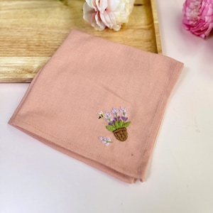 Custom Embroidered Handkerchiefs, Personalized Linen Embroidered Handkerchief, Wild Flower Handkerchief, Hand Embroidery, Wedding Gift