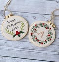 Hand Embroidered Baby's first Christmas Ornament, Custom Embroidered Hoop Ornament, Christmas Decor, Holiday Decor, Christmas Tree Decor. product logo