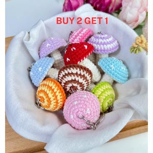 Crochet Cute Mushroom Keychain, Buy 2 Get 1, Mini Mushroom Keychain, Handmade Mushroom, Crochet Keychain, Cute Keychain, Cute gift.