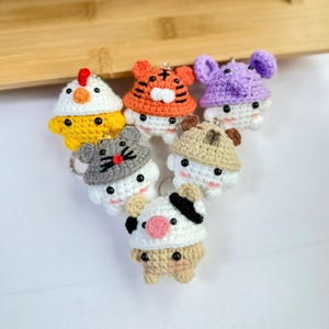 Crochet Cute Mushroom Themed Animal Keychain, Buy 2 Get 1, Mushroom Wear Hat Keychain, Handmade Mushroom, Crochet Keychain, Cute Keychain.