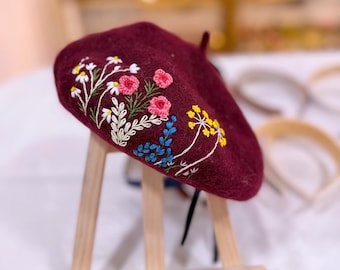 9951 Mommy And Me Matching Beret Hats Floral French 8799 Mommy And Me Matching Beret Hats Wool French Beret Cap  main image 4