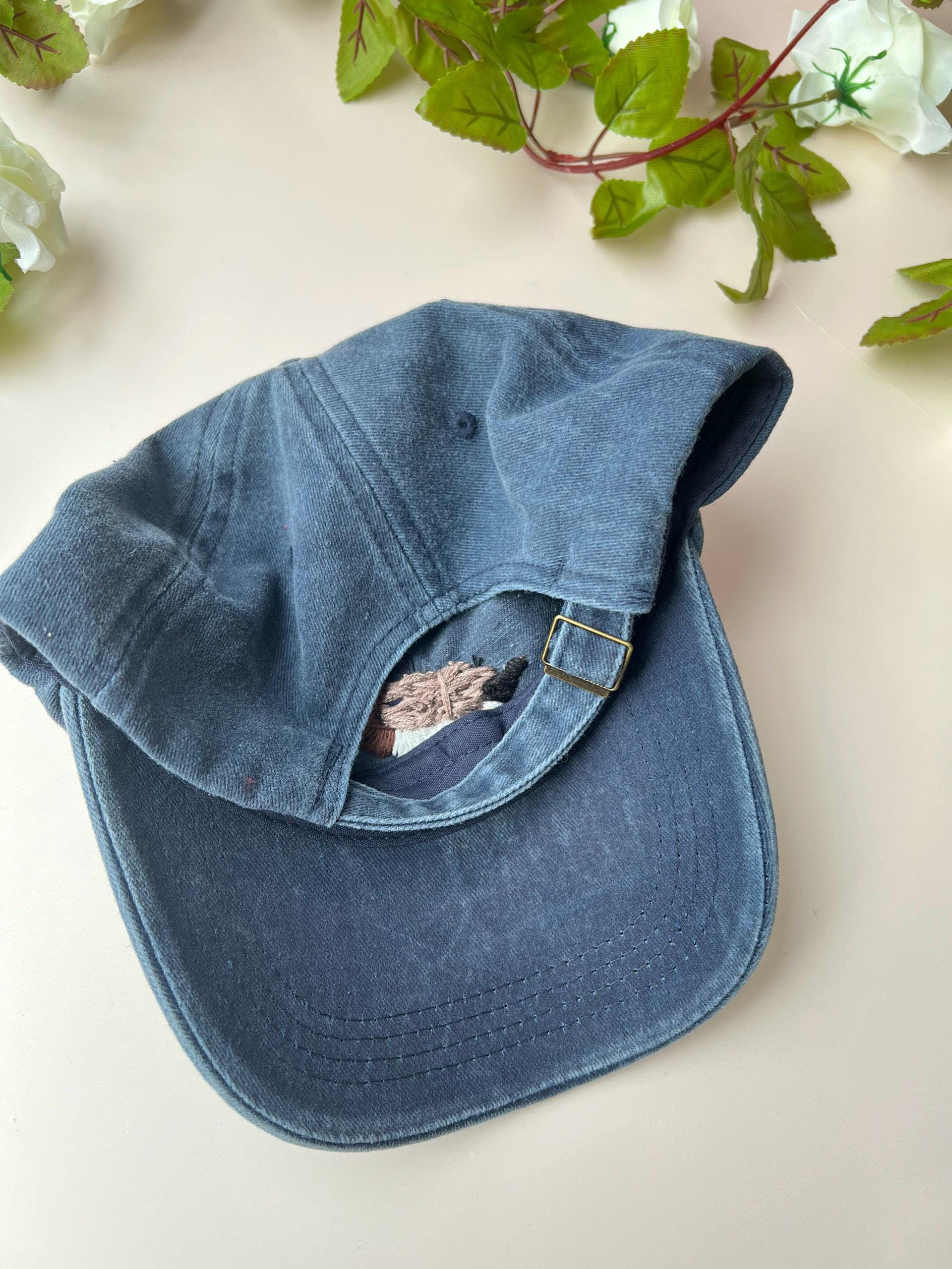 Duck Hand Embroidered Baseball Cap, Wash Cotton Unisex Hat Duck Hand Embroidered Baseball Cap, Wash Cotton Unisex Hat