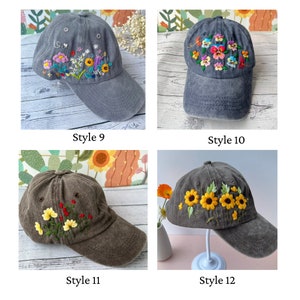 Custom Floral Baseball Cap, Daisy Hand Embroidered Baseball Cap, Wash Cotton Hat, Embroidered Denim Cap, Hat For Women, Summer Hat, Daiy Hat image 7