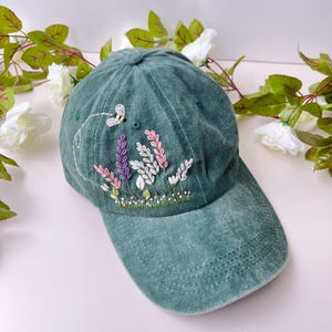 Custom Floral Baseball Cap, Daisy Hand Embroidered Baseball Cap, Wash Cotton Hat, Embroidered Denim Cap, Hat For Women, Summer Hat, Daiy Hat