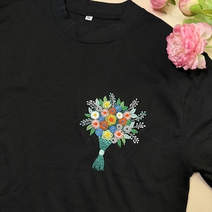 Hand Embroidery T-shirt, Custom Embroidered Tshirt, Flower Hand Embroidered Sweatshirt, Unique T-shirt, Personalized T-shirt